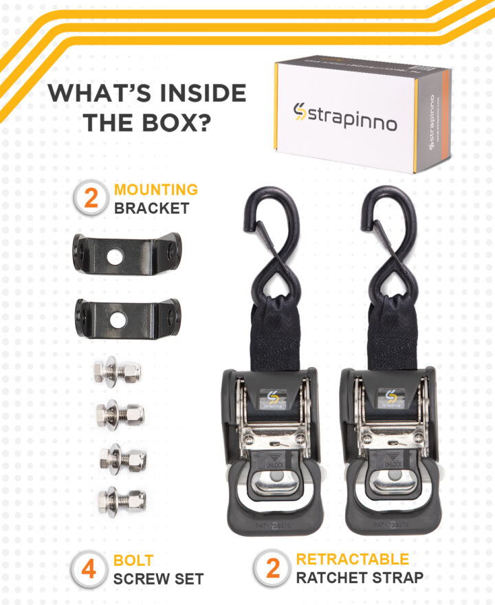 Strapinno Retractable Ratchet Straps - 1 In X 15 Ft Martinique