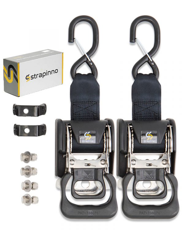 Dual Lock Stainless Steel Retractable Ratchet Strap BoltOn Transom Bundle 2 in 1 Strapinno