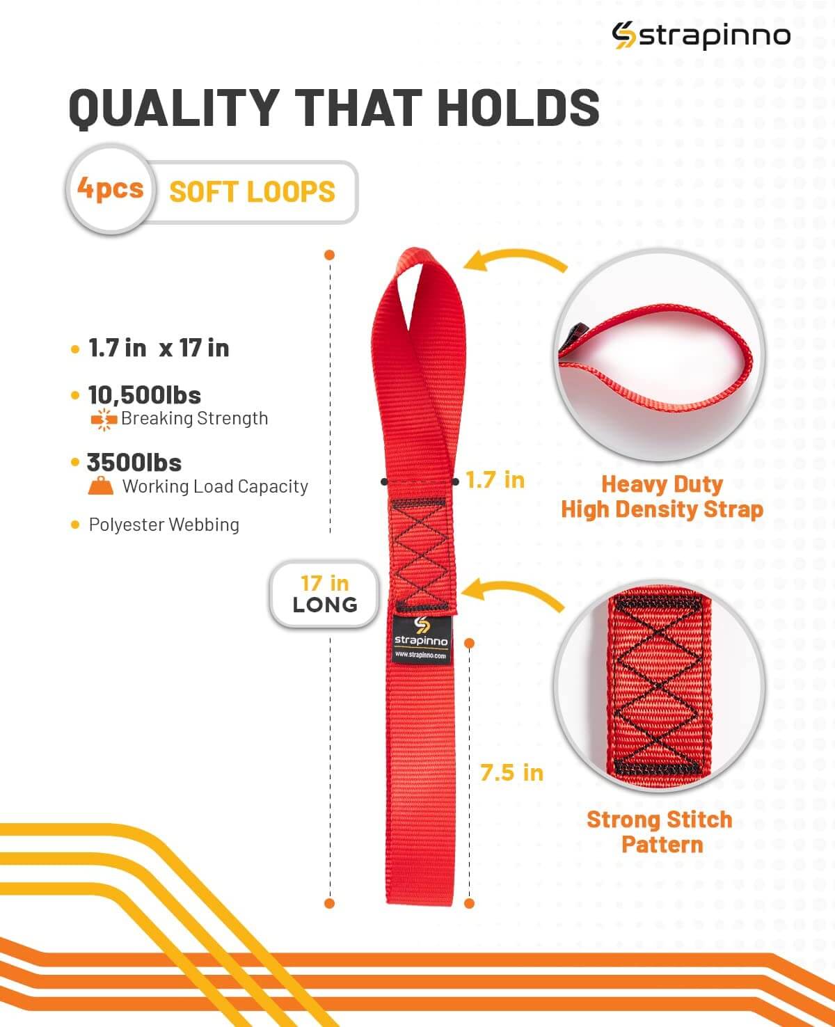 1.7in x 17in Red Soft Loop Straps (Out of Stock) - Strapinno