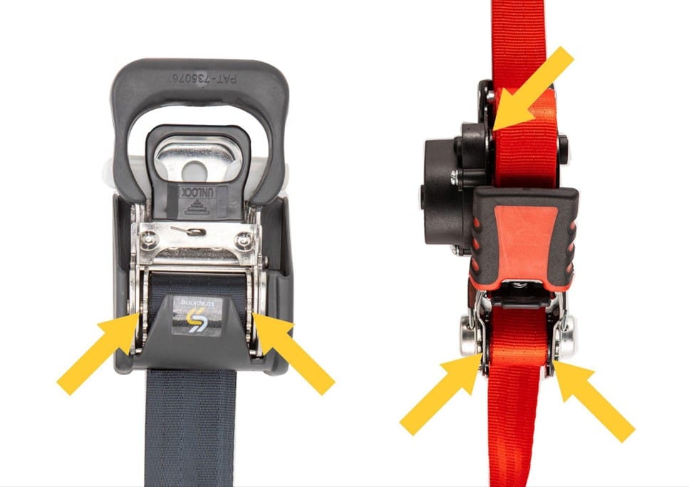 photo illustrating where to lubricate Strapinno's retractable ratchet straps