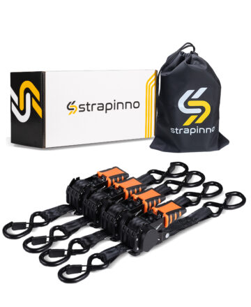 1 in x 6 ft Black Retractable Ratchet Straps from Strapinno