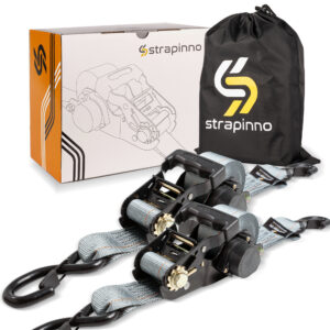 2 in x 12 ft Gray S Hook Retractable Ratchet Straps 2-Pack
