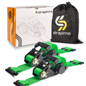 2 in x 15 ft Green E-track Retractable Ratchet Straps 2-Pack