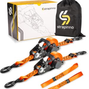 1.5 in x 12 ft S-Hook Retractable Ratchet Straps 2-Pack, Orange