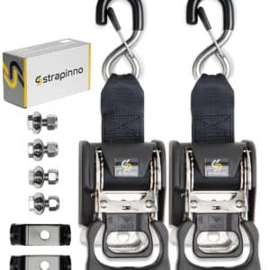 1 7/8 in x 4 ft Dual Lock Transom Retractable Ratchet Strap- All Stainless Steel (Clip Hook)